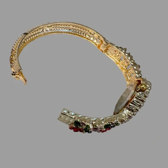 Strada Gold Floral Women's Watch with Crystal Accents - Picture 4 of 5